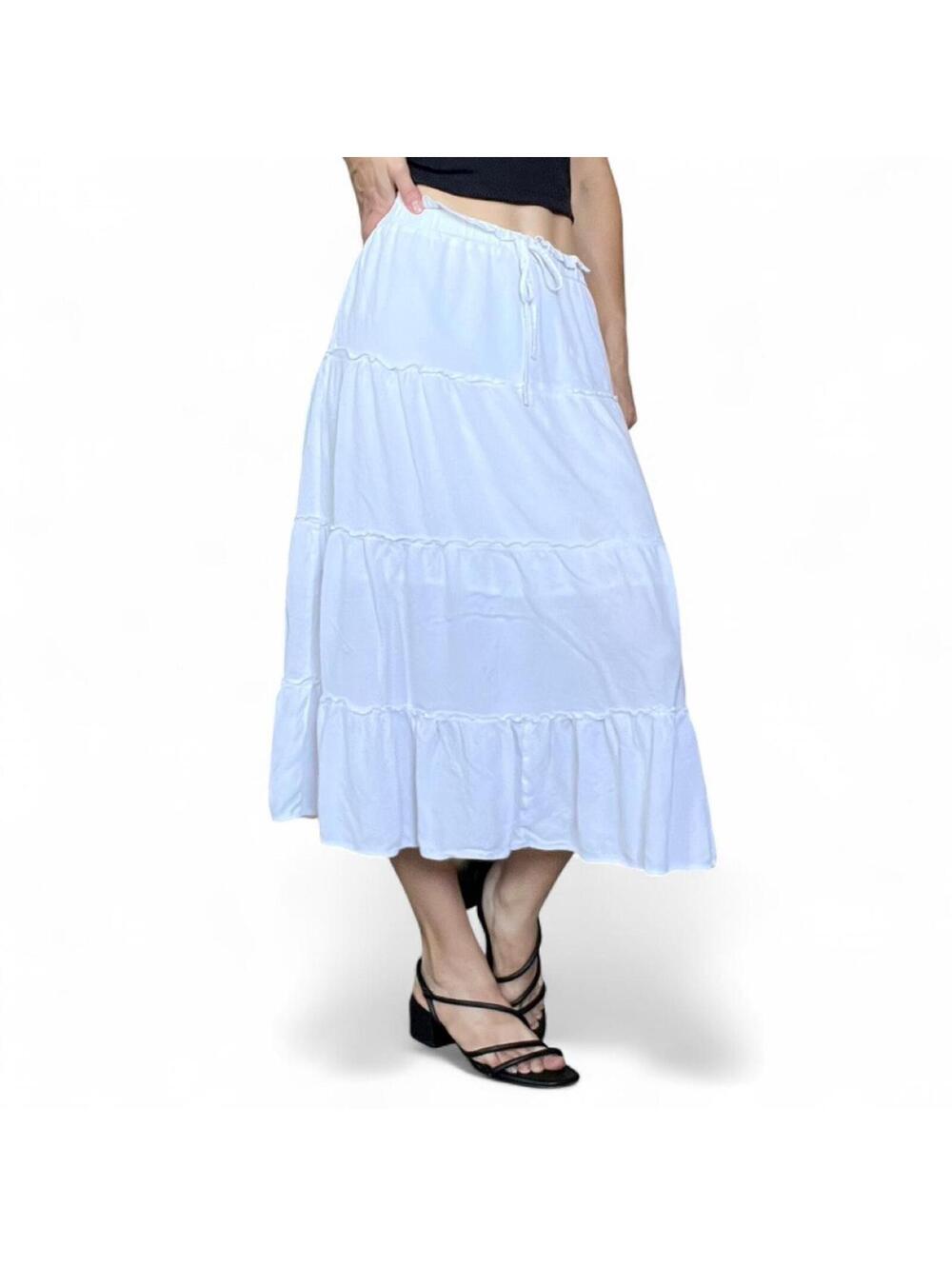 Love Tree White Maxi Skirt with Drawstring Waist